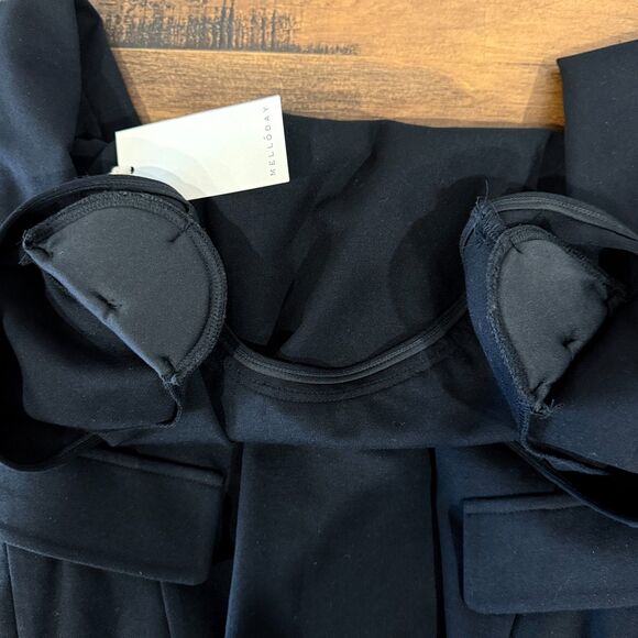 Mellóday NWT Black Pearl Mock Neck Midi Dress With Pockets Size Small - Picture 9 of 13